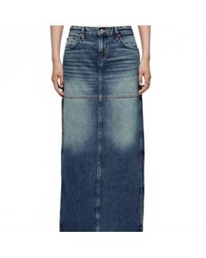 RE/DONE Mid-Rise Split Skirt - Blue