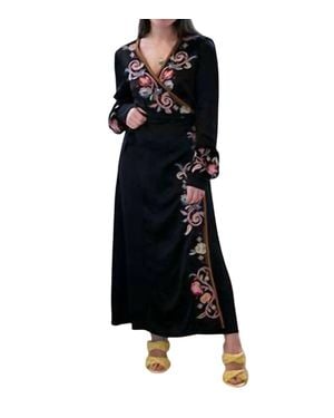 Johnny Was Esme Puff Sleeves Wrap Dress - Black