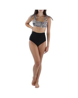 Mikoh Swimwear Jamaica 2 Printed Square Neck Bikini Swim Top - Black