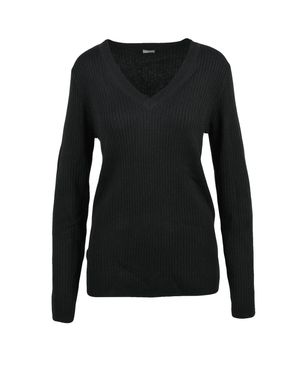 Blauer V-Neck Ribbed Underlayer With Warm Texture - Black
