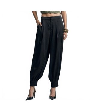Avec Les Filles Pleated Satin Balloon Pants - Black