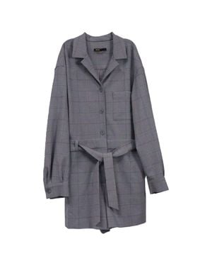 Maje Checked Belted Jumpsuit - Gray