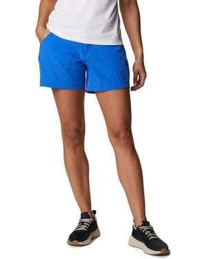 Columbia Pfg Coral Point Iii Shorts 7" Inseam Elastic Waist Ups701 - Blue