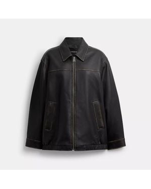 COACH Loved Oversized Leather Jacket - Black