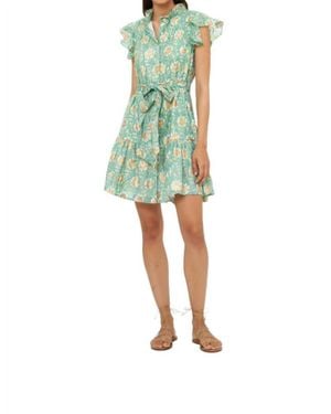 Oliphant Ruffle Collar Button Mini Dress - Green