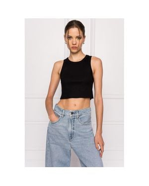 Lamarque Elicia Ribbed Crop Tank Top - Black