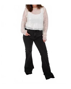 Idem Ditto Diagonal Sequin Crop Top - Black