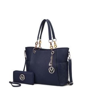 MKF Collection by Mia K Merlina Solid Vegan Leather Tote Bag With Wallet Set By Mia K - Gray