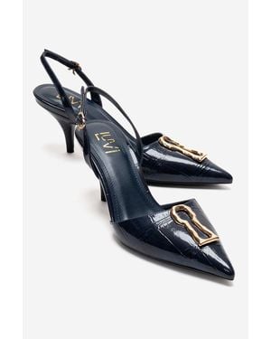 Prologue Shoes Yvella Buckle Pointed Toe Stiletto Pump - Blue