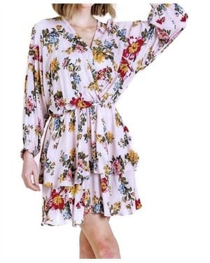 Umgee Floral Tiered Ruffle Hem Dress