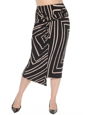 Joseph Ribkoff Geometric Faux Wrap Midi Skirt - Black