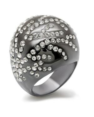 Fashnzfab Tin Cobalt Brass Ring With Top Grade Crystal - Metallic