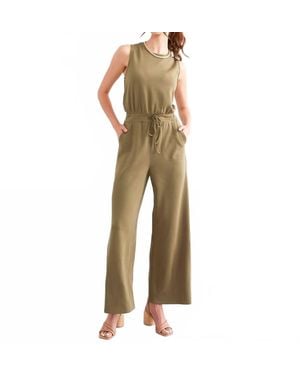 Davi & Dani Plus Solid Knit Jumpsuit - Green
