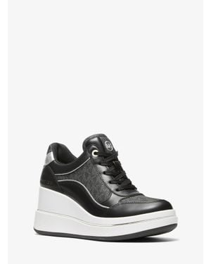 MICHAEL Michael Kors Mk Emmy Signature Logo And Leather Wedge Sneaker - White