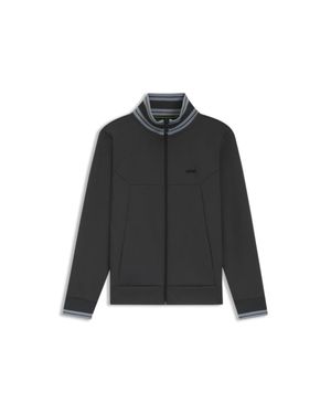 BOSS Zip-Up Sweatshirt With Striped Trims - Black
