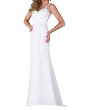 Karishma Creations A Line Lace Chiffon Gown - White