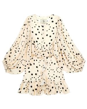5 PROGRESS Balloon Sleeve Mini Dress - Natural