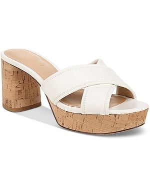 Veronica Beard Dory Leather Slip On Platform Sandals - White
