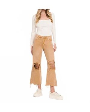 VERVET BY FLYING MONKEY Super High Rise 90S Vintage Crop Flare Jeans - White