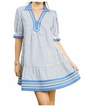 Umgee Collared Mini Dress - Blue