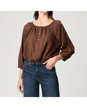 PAIGE Kinzie Button-Front Top - Brown