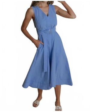 Laroque Market V Neck Midi Dress - Blue