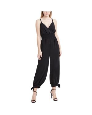 BCBGeneration Woven Smocked Jumpsuit - Black
