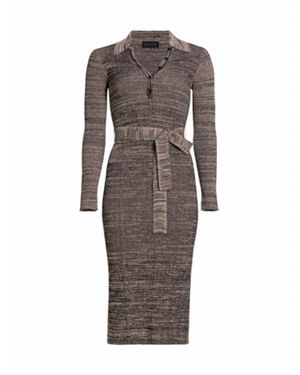 Tahari Polo Stretch Knit Midi Dress - Gray