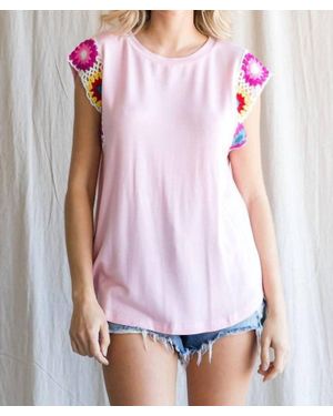 Jodifil Colorful Crochet Sleeve Top - White