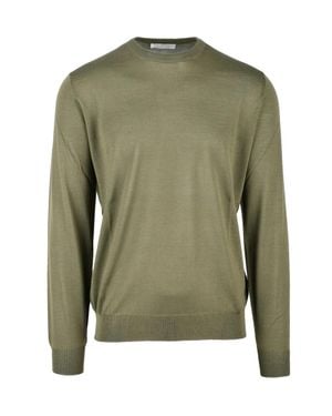 FILIPPO DE LAURENTIIS Military Merino Wool Crewneck Sweater - Green