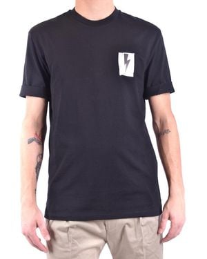 Neil Barrett Short-Sleeve T-Shirt With Lightning Bolt Graphic - Blue