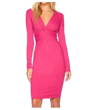 Susana Monaco Twist Front Long Sleeves Dress - Pink