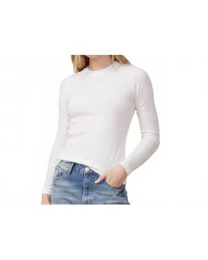 Monrow Supimafine Rib Long Sleeve Crew Sweater - White