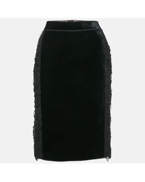 N°21 Nº21 Silk And Velvet Ruffled Pencil Skirt - Black