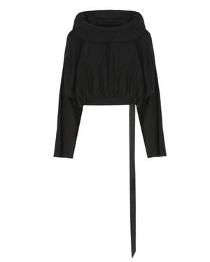 Rick Owens Cropped Hooded Cotton Sweatshirt - Black