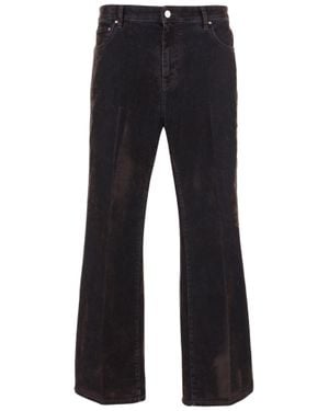 Amiri Velvet-Effect Stretch Cotton Flared Jeans - Blue
