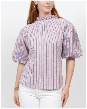 Ivy Jane Seersucker Floral Top - Purple