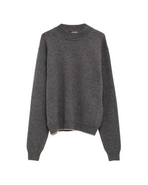 Jacquemus Contrast Trim Crewneck Sweater - Gray