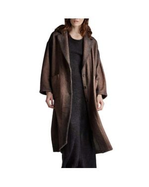 Avant Toi Herringbone Rever Coat - Black