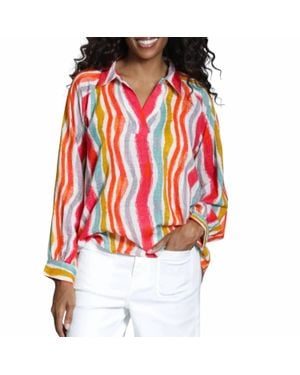 Apny Half-Plaket Pullover Blouse - Red