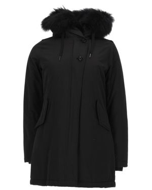 Canadian Hooded Jacket With Plush Faux Fur Trim - Black