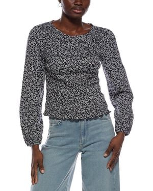 Madewell Bonytail Elbow Sleeve Smocked Top - Gray