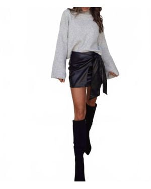 Sky To Moon Leather Wrap Skort - Gray