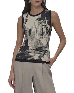 DKNY Boucle Printed Sweater - Gray