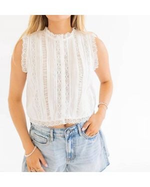 Raisonnel Lace Pintuck Sleeveless Top - White