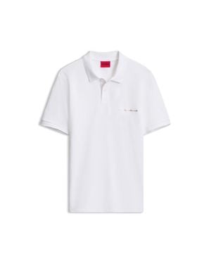 HUGO Cotton Piqué Polo Shirt With Logo Detail - White