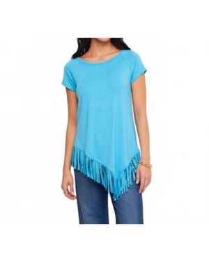 Karen Kane Angled Fringe Top - Blue