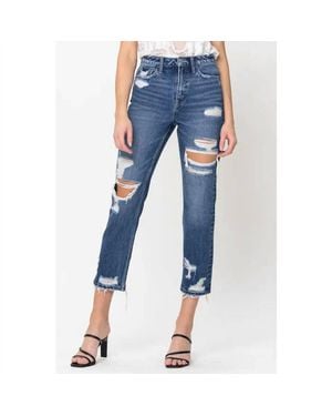 Flying Monkey Super High Rise Straight Crop Jeans - Blue