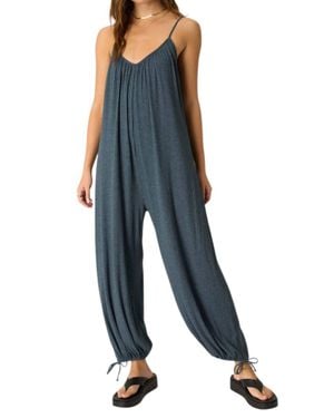 Project Social T Let's Bounce Shirred Strappy Jumpsuit - Blue