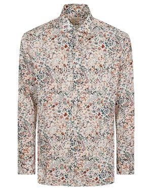 Xacus Casual Shirt With French Collar And Liberty Print - Gray
